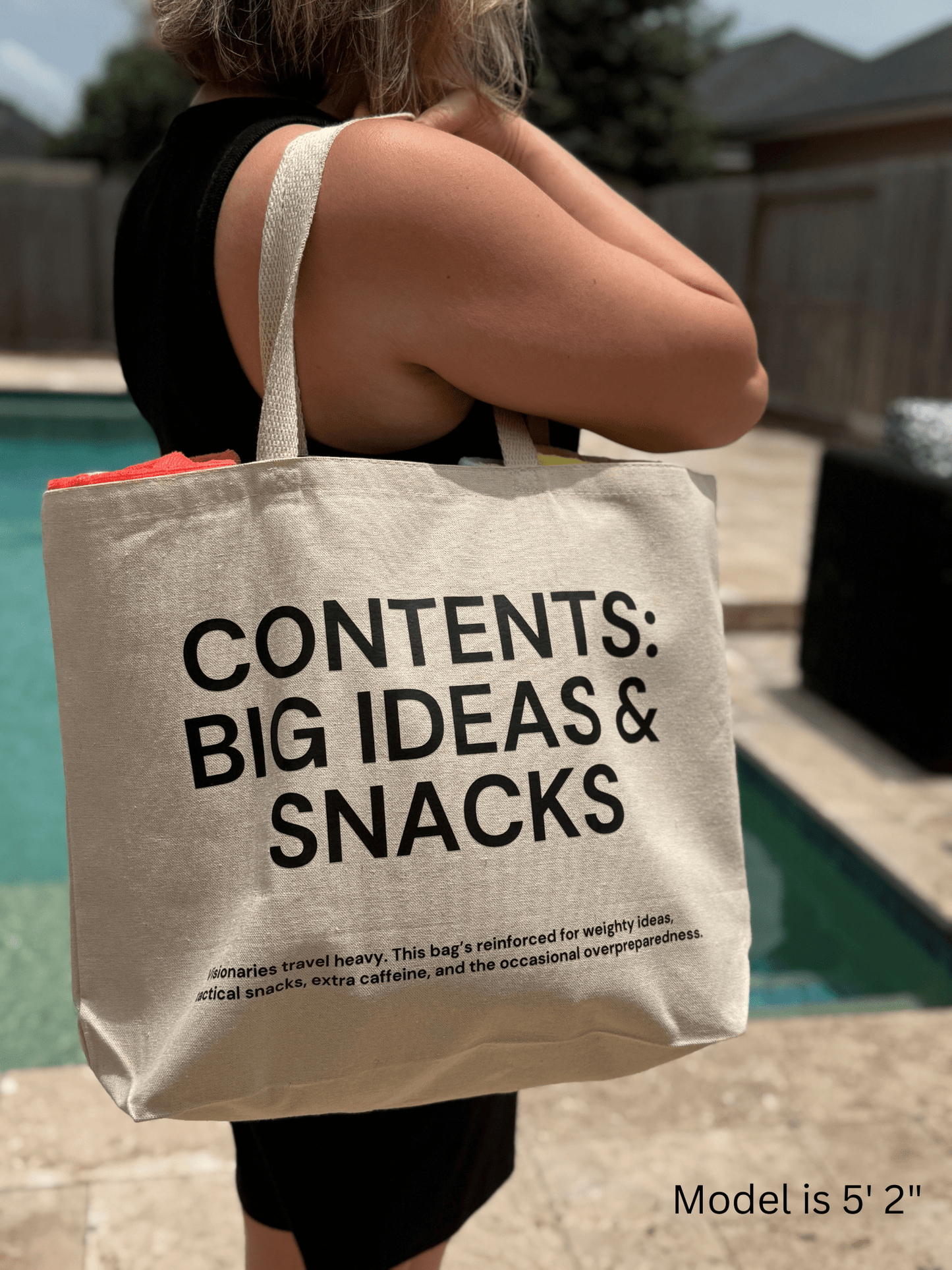 Shop the Contents: Big Ideas & Snacks Tote Bags at Up & Comer. Free shipping!