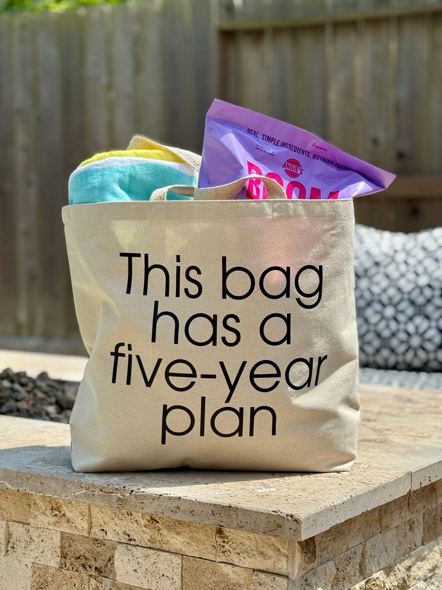 Shop the This Bag Has a Five Year Plan Tote Bags at Up & Comer. Free shipping!